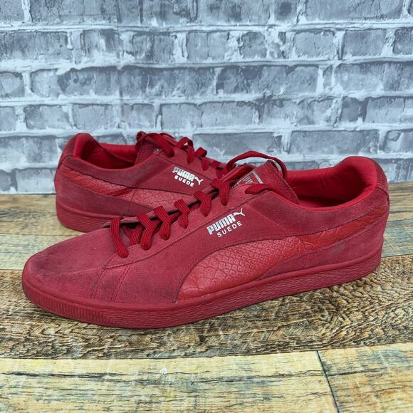 Puma Suede Mono Red Reptile Casual Shoes 363164-05 Mens Size 13 - Picture 1 of 11